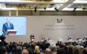 Azərbaycan Prezidenti İlham Əliyev ATƏT Parlament Assambleyasının Bakıda keçirilən iyirmi üçüncü illik sessiyasının plenar iclasının açılış mərasimində