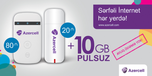 Azercell 10GB pulsuz