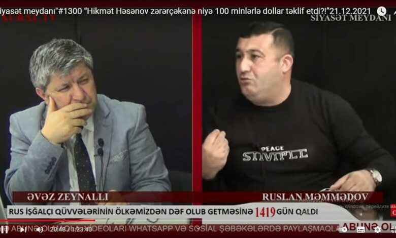 “Siyasət meydanı"#1300 “Hikmət Həsənov zərərçəkənə 100 minlərlə dollar təklif etdi?!” - 21.12.2021