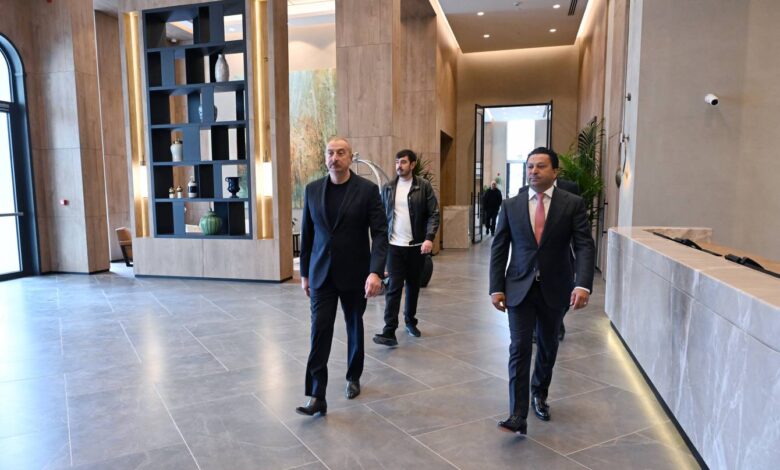 İlham Əliyev öz ailəsinə məxsus şirkətə aid Ağdam hotelinin açılışını edib