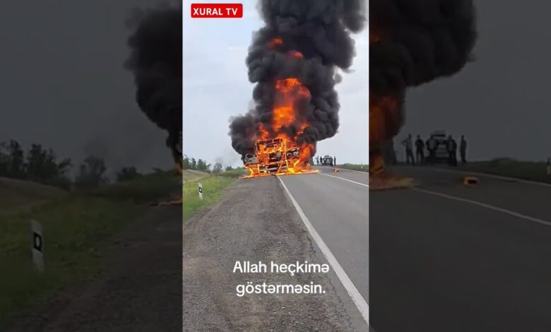 ÇEÇENİSTANDAN GƏLƏN TIR ALOVLANDI, SÜRÜCÜ ÖZÜNÜ KABİNDƏN ÇÖLƏ ATDI